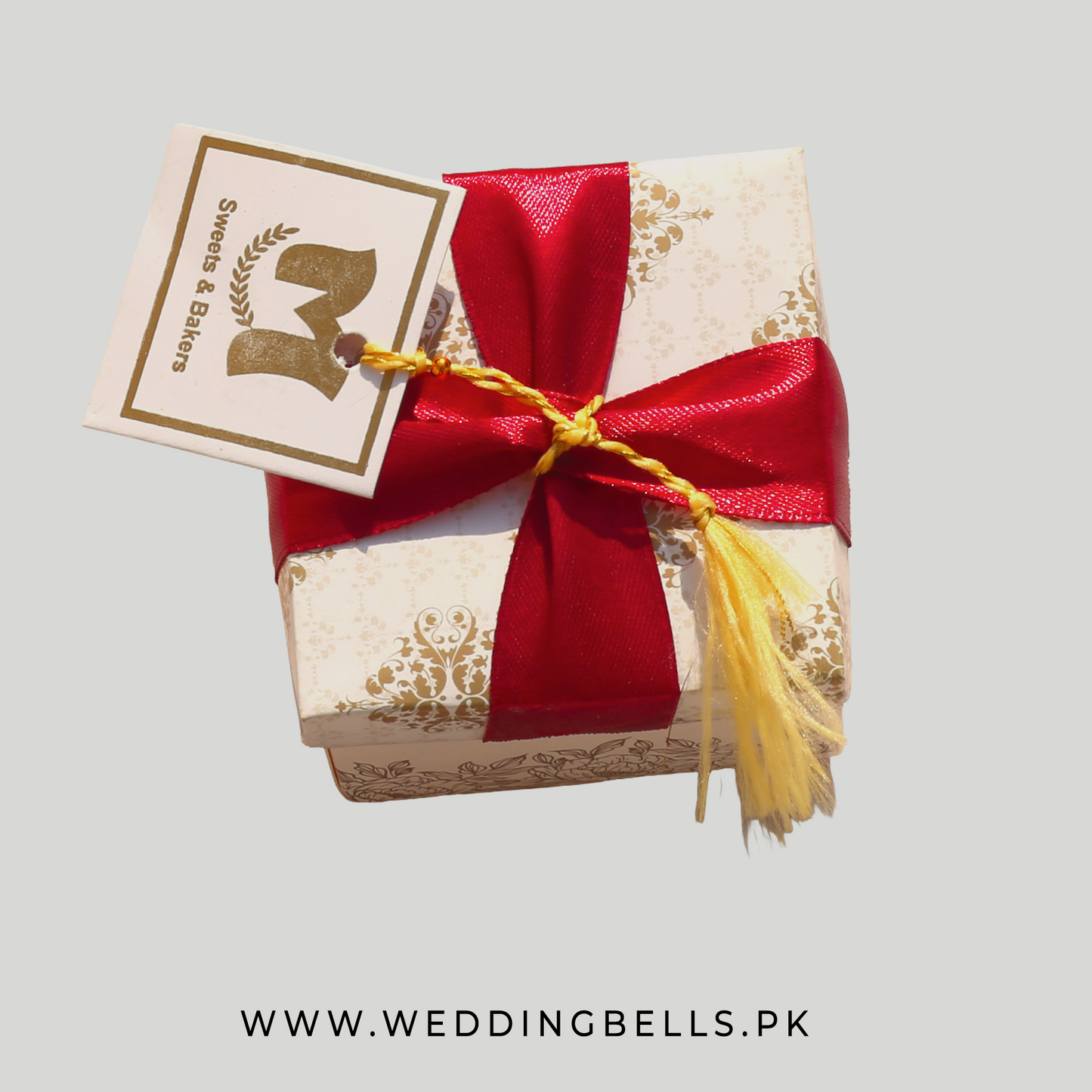 Luxury Nikkah Bid Box | Floral Pearl White & Maroon Ribbon (Personalized)